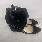 Alfani Wedge Sandals Black Velvet Size 9.5 Comfort Ankle Strap Back Zipper Photo 1