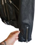 ALLSAINTS NEW  Balfern Belted Hem Sheep Leather Moto Jacket Black Size 0 Photo 6