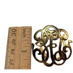 Vintage Gold Tone Monogram Brooch With Swirly Letters Photo 5