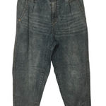 Vintage America Paperbag Jean Women 14 Blue Distress Stretch Denim Mom Boho Y2K Photo 0