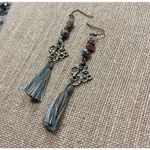 Blue Pink Beaded Boho Long Tassel Brass Tome Dangle Fashion Earrings NEW Photo 1