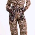 ZARA  Cotton Jumpsuit Belted India Print NWT S Photo 0