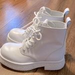 ZARA NEW White Leather Chunky SOLE Lace Up ANKLE BOOTS Photo 8