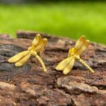 Artisan  Handmade 925 Silver Gold Dragonfly - The Hermosa Dainty Earrings Photo 3
