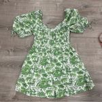 STAUD Faye Puff Sleeve Clove Toile Green Mini Dress Photo 8