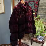 Anthropologie Maeve by 'Vera' Deep Purple Sequin Velvet Puffer Jacket Size 2X Photo 3