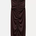 ZARA  long brown fitted dress midi bodycon evening cocktail casual Photo 5