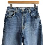 ZARA  Distressed Ripped High Rise Wide Leg Raw Hem Denim Blue Jeans Size 6 Photo 1