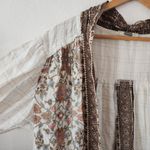 Gimmicks Mixed Print Floral Paisley Kimono Duster Cardigan Sz Small Boho Cottage Brown Photo 9