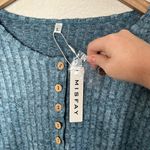Misfay Womens Blue Ribbed Soft Long Sleeve Henley Top Size Large Photo 4