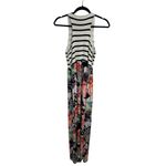 Beeson River White Black Striped Floral Print Sleeveless Maxi Dress Size Medium Photo 1