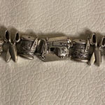 None Vintage Sewing Charm Bracelet Scissors, Thread & Machine Links Photo 4