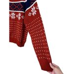 JCPenney Red/Orange Navy White Snowflake Fair Isle Mock Neck Sweater Size M Red Size M Photo 4