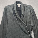 Victoria's Secret 038. Victoria Secrets Black Wrap Pajama Top Long Sleeve Logo Tie White Trim L Photo 2
