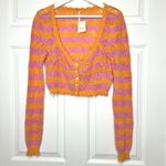 Free People  NWT Benny Knit Striped Crochet Knit Cropped Cardigan Sweater M Photo 1