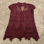 Elegant Burgundy Lace Top Red Photo 0