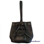 Dooney & Bourke  Black Leather Pull String Bucket Shoulder Handbag VINTAGE Photo 1