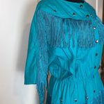 VINTAGE LILIA GUILTY WESTERN TEAL FRINGE MAXI DRESS Blue Size M Photo 3