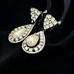 Vintage Bridal Pearl And Rhinestone Earrings Gold Photo 3