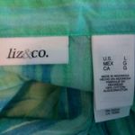 Liz & Co. L Green Blue Vertical Striped Top Size L Photo 4
