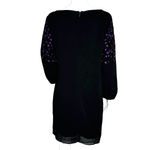 Belle Badgley Mischka Dress Womens 8 Black Purple Geometric Beaded Shift Party Photo 3