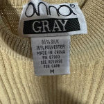 Anna Gray‎ women’s silk sleeveless gold ribbed mock turtle medium light knit Photo 2