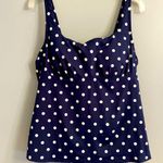 Land’s End Navy Polka Dot Tankini Swimsuit Top Blue Size 12 Photo 1