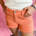Judy Blue Women's Mid Rise Peach Distressed Jean Shorts Orange Size Large Summer Photo 0