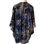Source Unknown Sheer Floral Kimono Blue Black‎ Burnout  Shawl Whimsey Goth Open Front Evening Photo 1
