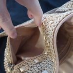 Lina Small Mocha Brown Crochet Handbag Purse Shoulder Bag Crossbody 9x7x3. Tan Photo 6