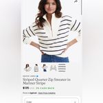 Draper James New  Striped Quarter Zip Sweater Red White Mariner Stripe candy cane Photo 1