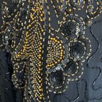 Vintage Black Gold Beaded Open Back Dress Size 6 Photo 8