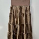 Velvet Tees Velvet Silk Blend Brown Tiered Skirt Size Small Photo 0