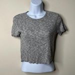 American Eagle  Grey Cropped Ribbed Short Sleeve Top Women's Small Photo 0