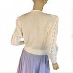 EL JEUNE VINTAGE JAPANESE CREAMY WHITE POMPOM ACCENT V NECK CARDIGAN SWEATER (L) Size L Photo 3