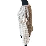 Blu Pepper  Sweater Crew Neck Open Knit Ruffle Beige Pink, Size Medium Photo 2