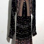 Free People $128  BLACK PRINTED LONG SLEEVE CORYN MINI DRESS Sz 4  :W07: Photo 0