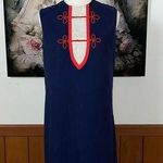 Adorable Vintage 1970s Fashion Wagon Mini Dress! Blue Size 14 Photo 0