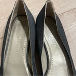 Theory NEW  Black Denim Canvas Peeptoe Bow Ballet Flats Size 37/7 US Photo 7