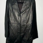 Alfani  black leather coat size medium Photo 0