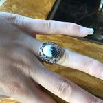 Genuine White Buffalo Turquoise Sterling Silver Ring Size 6 Black Photo 2