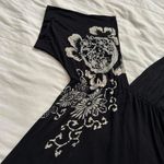 Y2K paper tags vintage Black white hotfix floral babydoll top fringe Size medium Photo 2