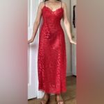 Victoria's Secret Vintage | Victoria’s Secret red lace sheer maxi slip dress LARGE Y2K Photo 6
