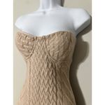 JLUXLABEL  Nude Cable Knit Strapless Bodycon Midi Dress Sweater Small S Photo 3