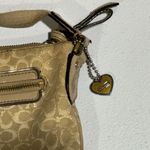 Authentic Coach Signature C Glitter/Shimmer Crossbody Bag Beige/Tan Heart Charm Photo 3