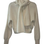 Anna October Ivory Wool Scarf Sweater XS Ribbed Knit Designer Pullover Photo 0