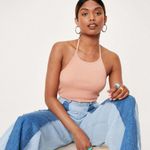 Nasty Gal Ribbed High Neck Halter Crop Top Photo 1