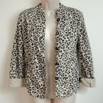 Caslon Leopard Print Button Down Lightweight Casual Utility Jacket M Tan Black Photo 5