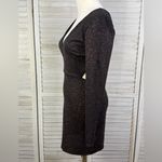 Windsor  Cutout Mini Dress V Neck Long Sleeve Bodycon Black/Copper Shimmer-M Photo 2