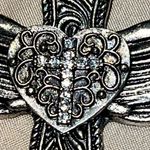 Silver Angel Wing Cross Pendant Necklace. Unisex Photo 3